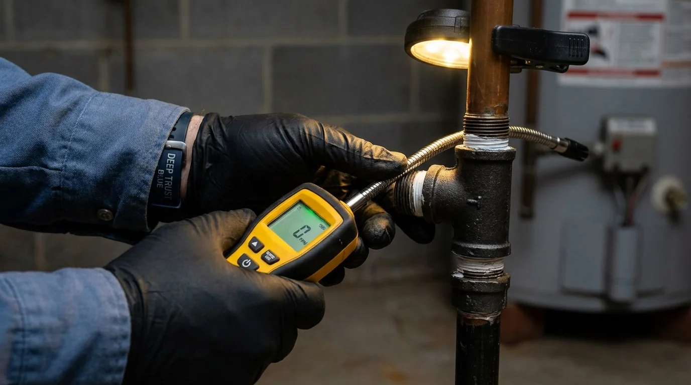 Gas leak detection with electronic sniffer by Johns Plumbing LLC in Marengo