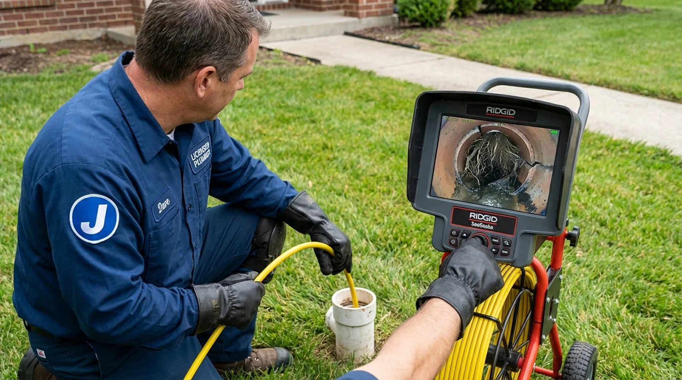 Sewer camera inspection being performed by Johns Plumbing LLC in Marengo